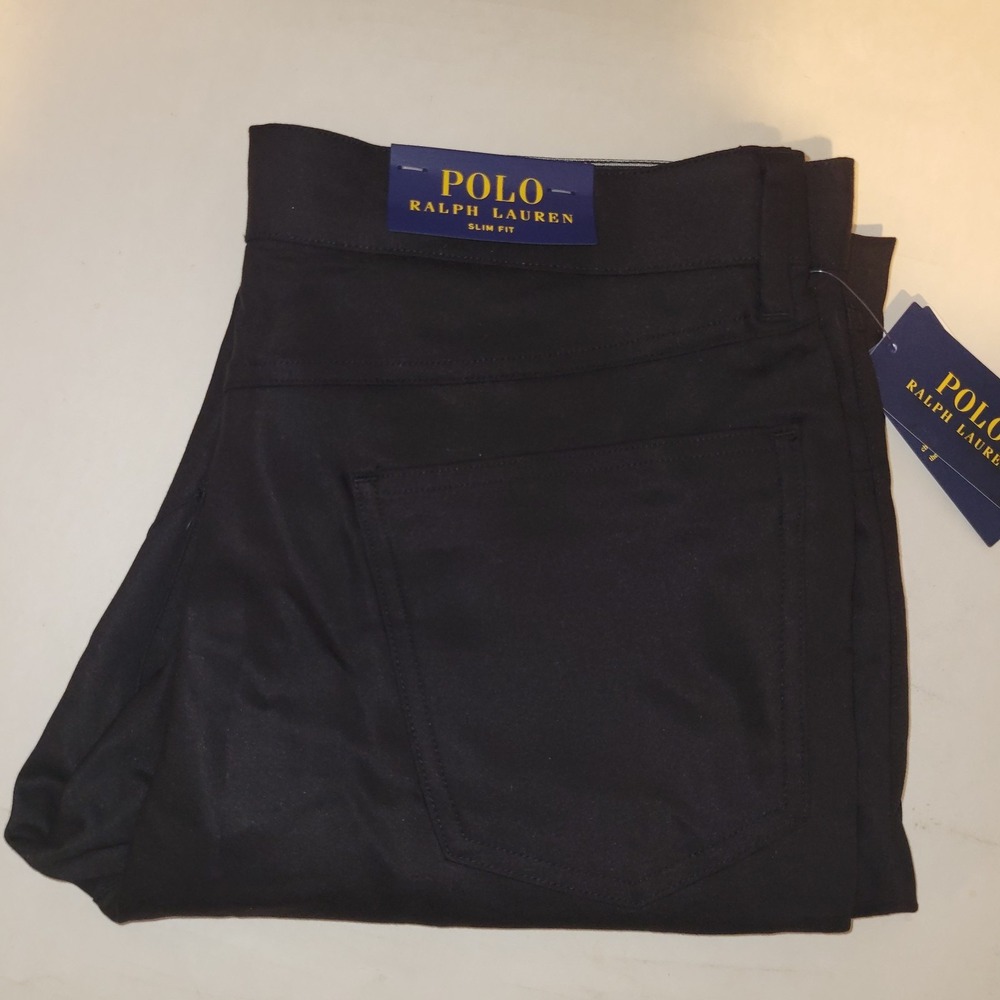 NWT Polo Ralph Lauren Stretch Slim Fit Dobby Pants Men's Size 34x32 Black